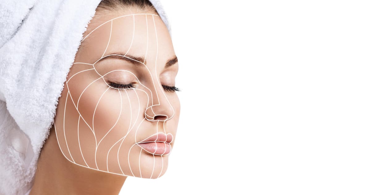 línea en la cara para el masaje facial